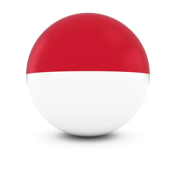 Monacan / Indonesian Flag Ball - Флаг Монако / Индонезии на изолированной сфере — стоковое фото