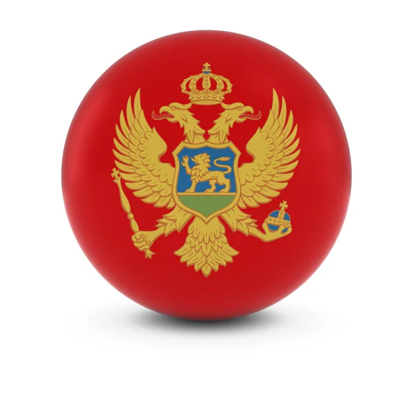 Bola de bandeira montenegrina - Bandeira de Montenegro na esfera isolada — Fotografia de Stock