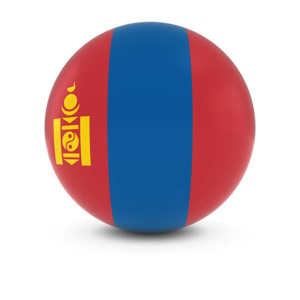 Mongolischer Fahnenball - Flagge der Mongolei auf isolierter Sphäre — Stockfoto
