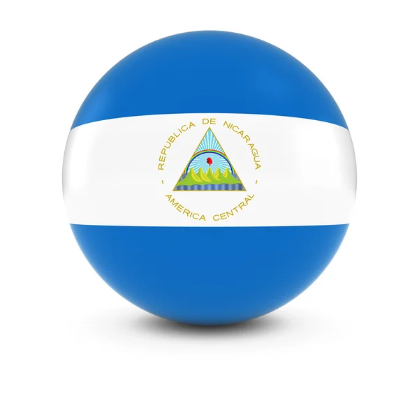 Bola de Bandeira da Nicarágua Bandeira da Nicarágua na Esfera Isolada — Fotografia de Stock