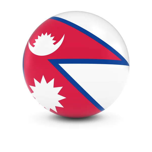Flaga Nepalu Ball - flaga Nepalu na na białym tle Kula — Zdjęcie stockowe