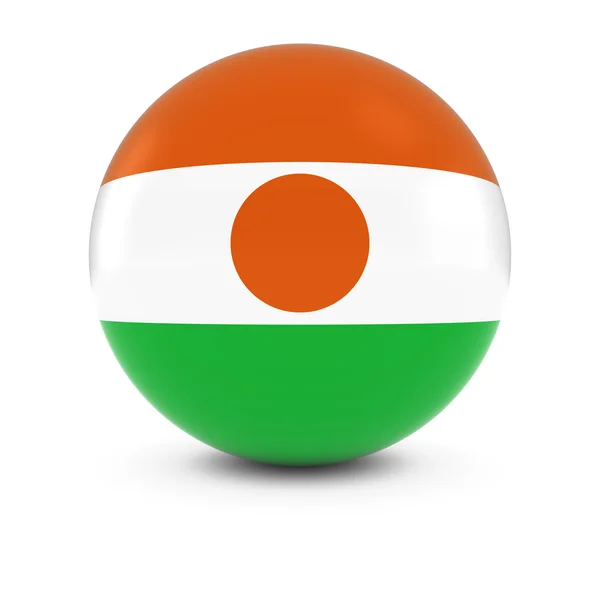 Nijer bayrak Ball - izole küre Nijer Cumhuriyeti bayrağı — Stok fotoğraf