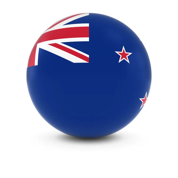 ニュージーランド国旗ボール - 孤立した球面上ニュージーランドの旗 — ストック写真