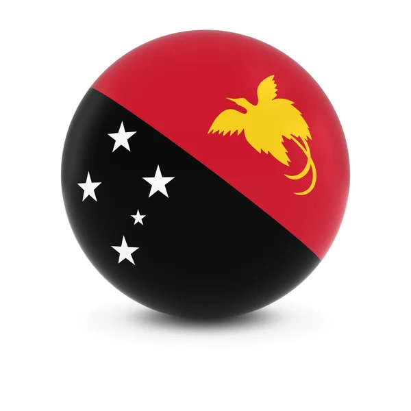 Papuan Flag Ball - Flag of Papua New Guinea on Isolated Sphere — Stock Photo, Image