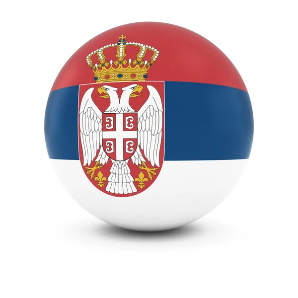 Сербський прапор м'яч - прапор Сербії на ізольованих сфері — стокове фото