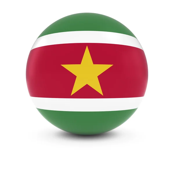 Bola de Bandeira do Suriname - Bandeira do Suriname na Esfera Isolada — Fotografia de Stock