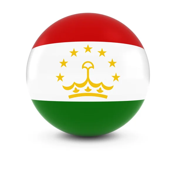 Флагбал Таджикистана - флаг Таджикистана на изолированной сфере — стоковое фото