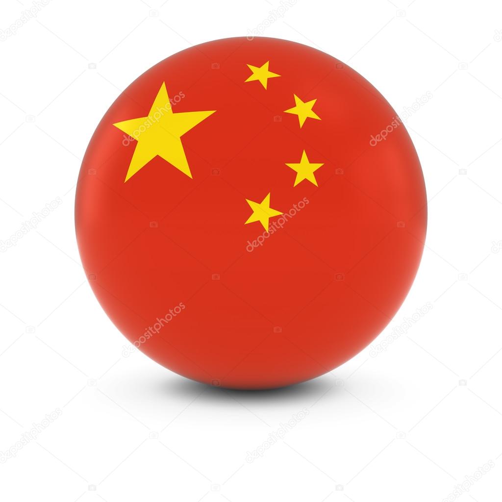 Chinese Flag Ball Flag of China on Isolated Sphere — Stock Photo
