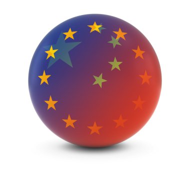 Çin ve Avrupa bayrağı Ball - Çin ve AB bayrakları solma