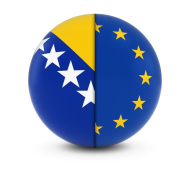 Bosna Hersek ve Avrupa bayrağı Ball - Split bayrakları Bosna Herzegovinia ve AB