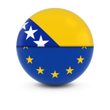 Bosna Hersek ve Avrupa bayrağı Ball - Split bayrakları Bosna Herzegovinia ve AB