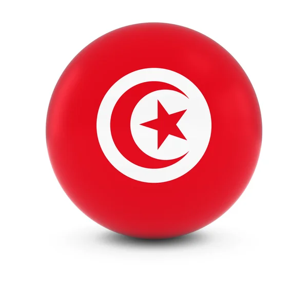 Tunisian Flag Ball - Flag of Tunisia on Isolated Sphere — Stock Photo, Image