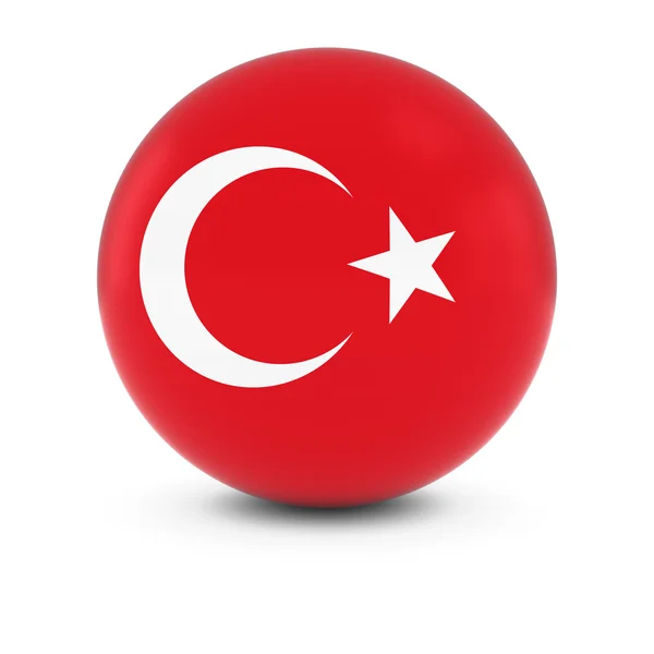 터키 깃발 볼-고립 된 구체에 터키의 국기 — 스톡 사진
