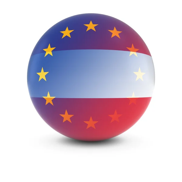 Bola de bandera austriaca y europea - Banderas en desuso de Austria y la UE —  Fotos de Stock