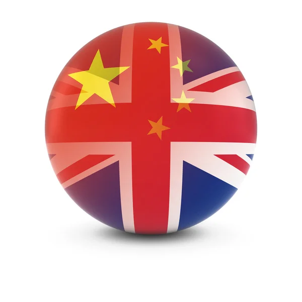 Chinese and British Flag Ball - Fading Flags of China and the UK — Stock Photo, Image