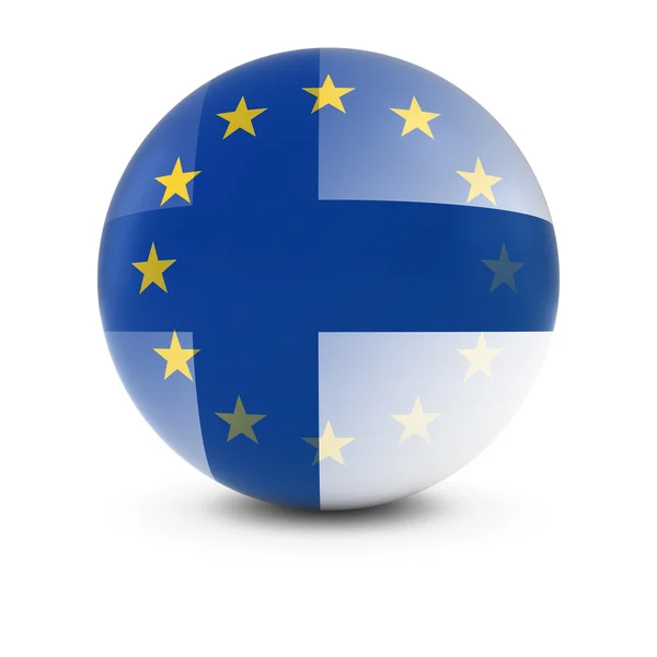 Finské a evropské vlajky Ball - mizí příznaky Finska a Eu — Stock fotografie
