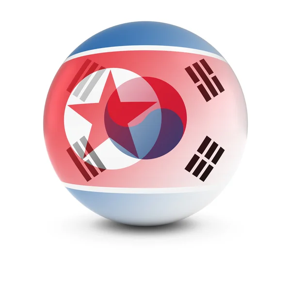 Baile de bandeira da Coreia do Norte e do Sul - Bandeiras desbotadas da Coreia do Norte e da Coreia do Sul — Fotografia de Stock