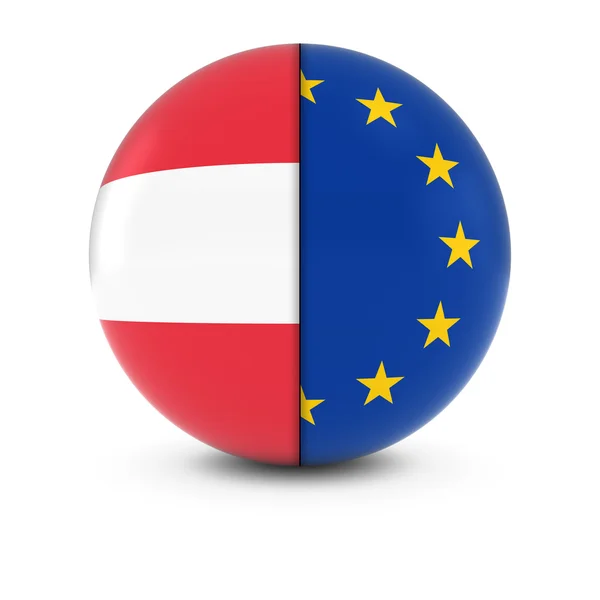 Österrikiska och europeiska flaggan Ball - Split flaggor för Österrike och Eu — Stockfoto