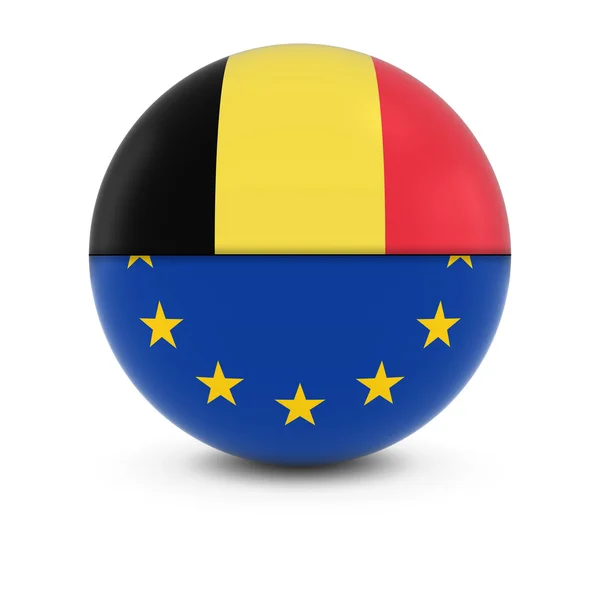 Belgischer und europäischer Fahnenball - geteilte Flaggen Belgiens und der EU — Stockfoto