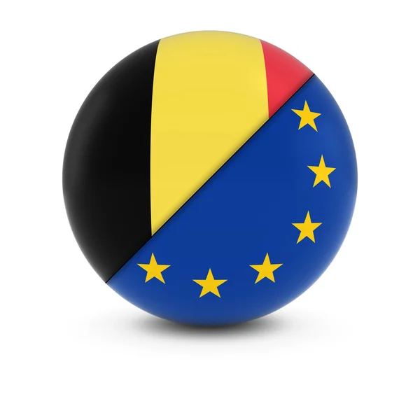 Bola de bandeira belga e europeia - Bandeiras fraccionadas da Bélgica e da UE — Fotografia de Stock