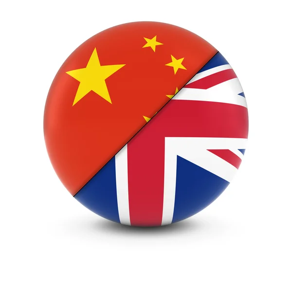 Chinese and British Flag Ball - Split Flags of China and Britain — Stock Photo, Image