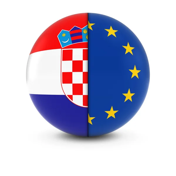 Chorvatské a evropské vlajky Ball - příznaky Split Chorvatsko a Eu — Stock fotografie