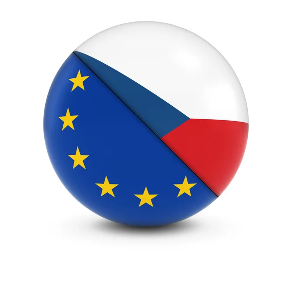 Tsjechische en Europese vlag bal - Split vlaggen van de Tsjechische Republiek en de Eu — Stockfoto