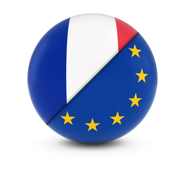 Franse en Europese vlag bal - Split vlaggen van Frankrijk en de Eu — Stockfoto