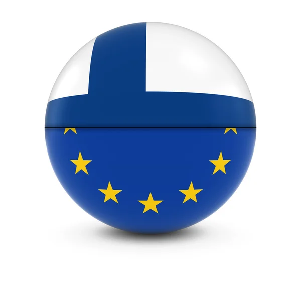 Finländska och europeiska flaggan Ball - Split flaggor för Finland och Eu — Stockfoto