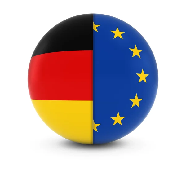 Deutscher und europäischer Fahnenball - geteilte Flaggen von Deutschland und der EU — Stockfoto