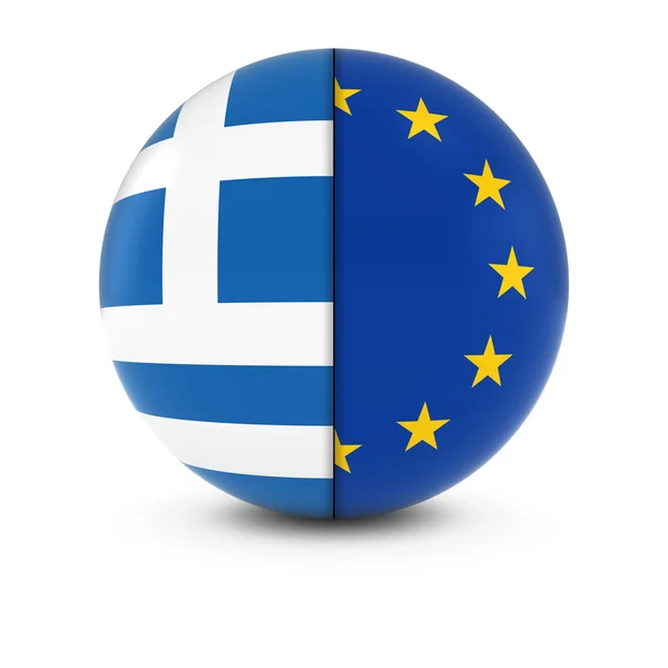 Bandiera greca ed europea - Bandiere divise della Grecia e dell'UE — Foto Stock