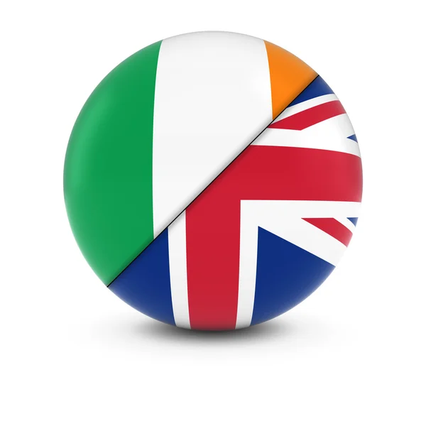 Ιρλανδική και βρετανική σημαία μπάλα - Σπλιτ σημαίες της Ιρλανδίας και του Ηνωμένου Βασιλείου — Φωτογραφία Αρχείου