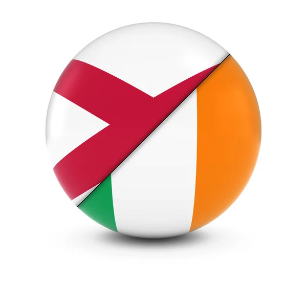 Бал ирландских и североирландских болельщиков - разделение флагов Ирландии и Северной Ирландии — стоковое фото
