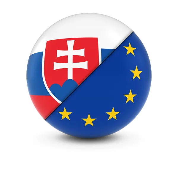Slovakiska och europeiska flaggan Ball - Split flaggor för Slovakien och Eu — Stockfoto