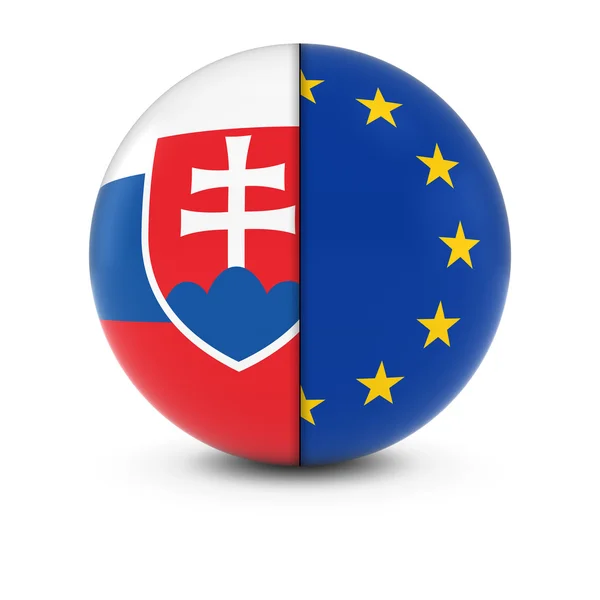 Bola de bandeira eslovaca e europeia - Bandeiras divididas da Eslováquia e da UE — Fotografia de Stock