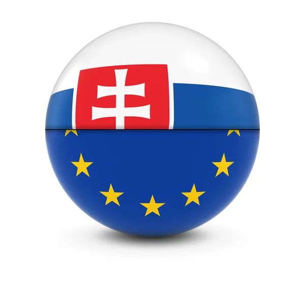 Slovakiska och europeiska flaggan Ball - Split flaggor för Slovakien och Eu — Stockfoto