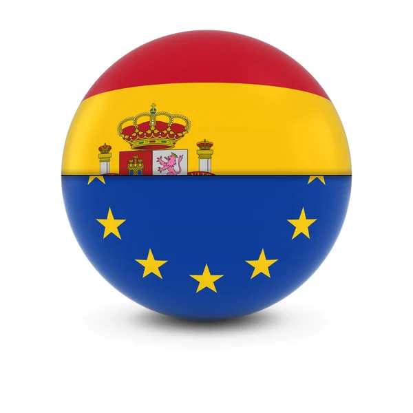 Spaanse en Europese vlag bal - Split vlaggen van Spanje en de Eu — Stockfoto