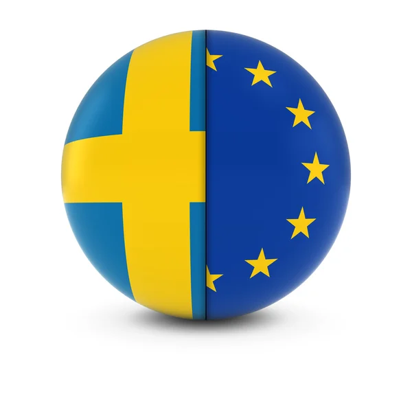 Švédská a evropské vlajky Ball - Split příznaky Švédska a Eu — Stock fotografie