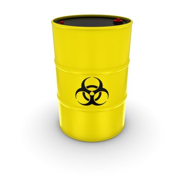 3d illüstrasyon izole sarı Biohazard namlu