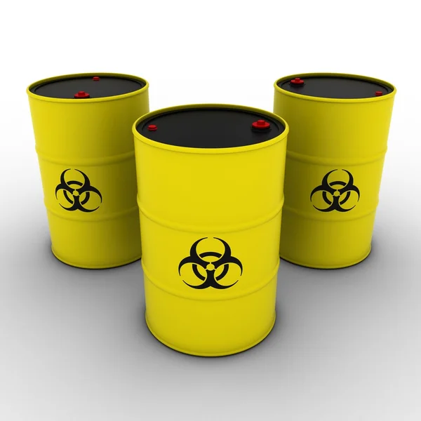 3d ilustracji tle żółty Biohazard beczki — Zdjęcie stockowe