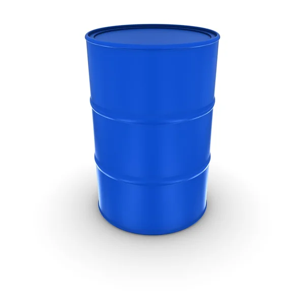 Απλό μπλε πετρελαίου τύμπανο με Στερεά των σφραγισμένο καπάκι απομονωθεί 3d απεικόνιση — Φωτογραφία Αρχείου