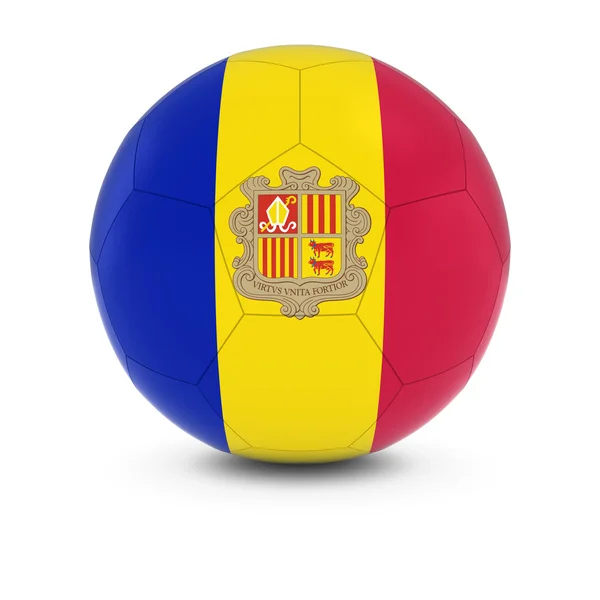 Andorra Futebol - Bandeira de Andorra na Bola de Futebol — Fotografia de Stock