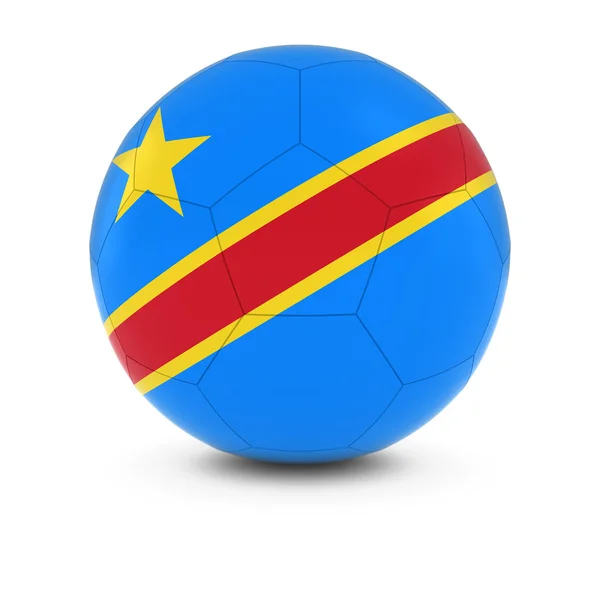DR Congo Football - Congolese Flag on Soccer Ball — Stock Photo, Image