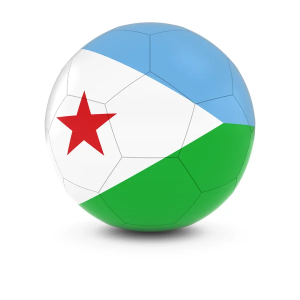 Djibouti Football - Bandera de Djibouti en la pelota de fútbol —  Fotos de Stock