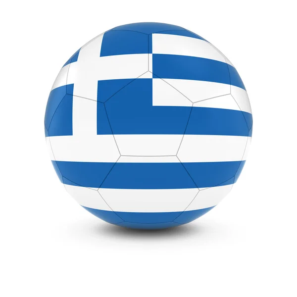 Grecia Calcio - Bandiera greca sul pallone da calcio — Foto Stock