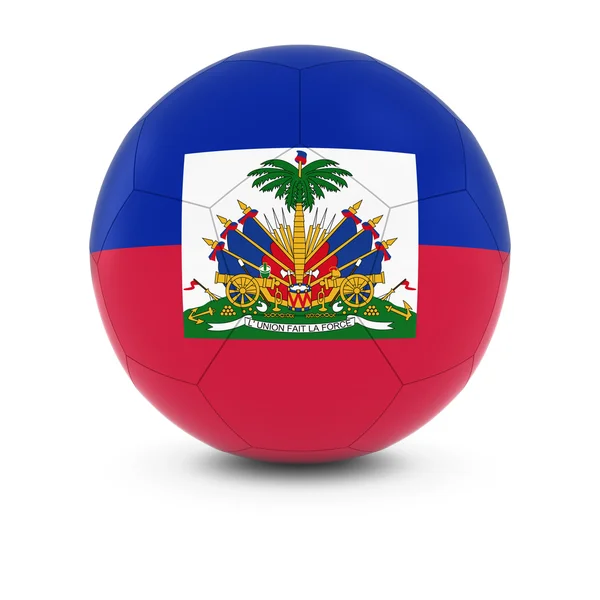 Haiti Football - Bandiera haitiana sul pallone da calcio — Foto Stock