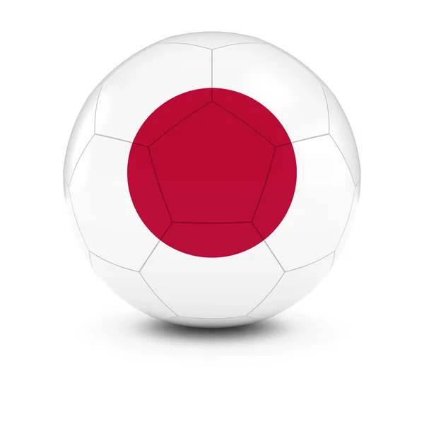 日本サッカー - サッカー ボールの上の日本の国旗 — ストック写真