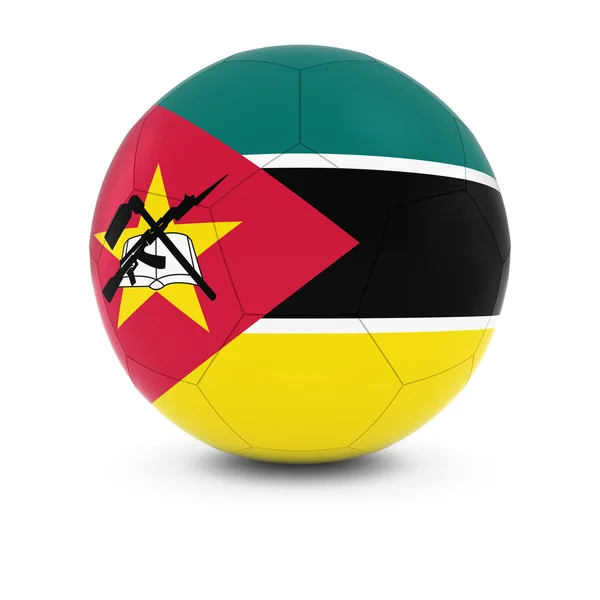 Moçambique Futebol - Bandeira moçambicana na bola de futebol — Fotografia de Stock