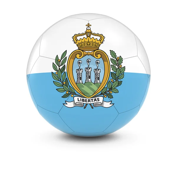 San Marino fotbal - sanmarinské vlajky na fotbalový míč — Stock fotografie