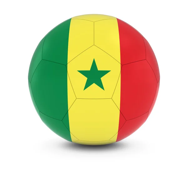 Senegal Futebol - Bandeira senegalesa na bola de futebol — Fotografia de Stock